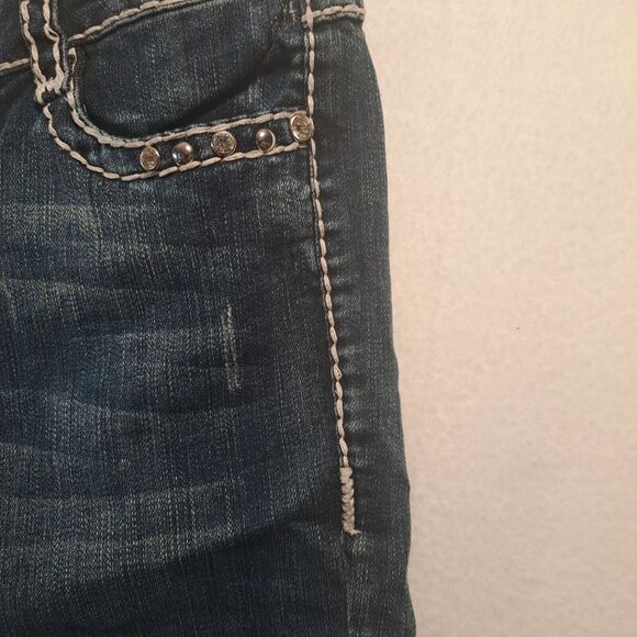 La Idol Womens Shorts Bermuda Length Jeans Jr Size 5 Bling Rhinestone Pockets - Picture 8 of 16